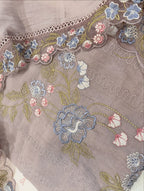 Pure Mul Chanderi Thread & Lace Embroidered Suit Set