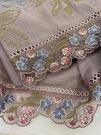 Pure Mul Chanderi Thread & Lace Embroidered Suit Set