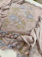 Pure Mul Chanderi Thread & Lace Embroidered Suit Set