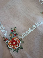 Pure Mul Chanderi Semi-Stitched Laser Cut & Parsi Work Suit Set